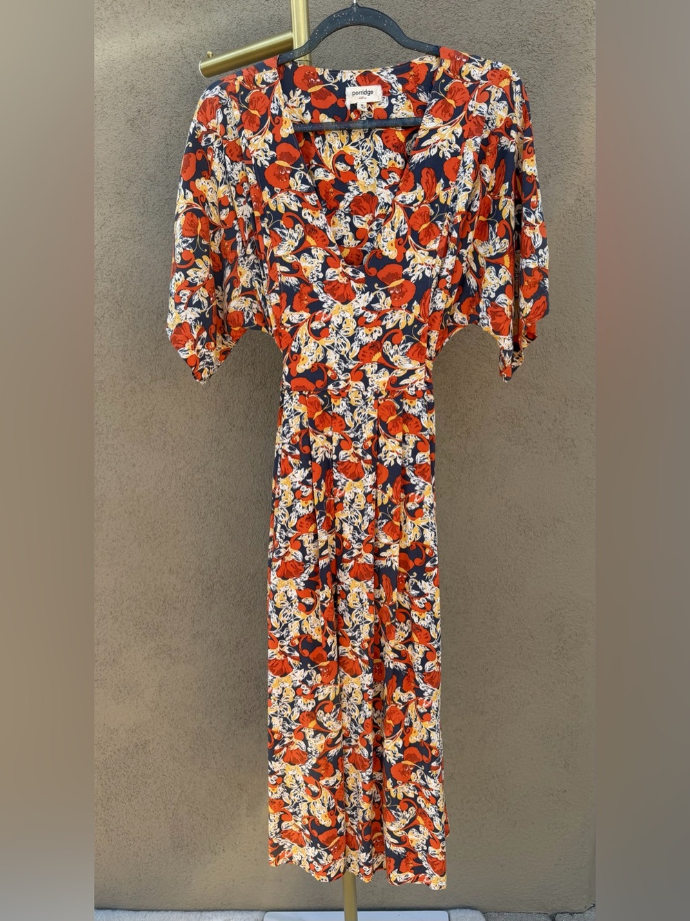 Anthropologie Porridge Les Papillons Floral Butterfly Print Back Tie Midi Dress
